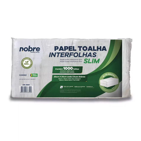 Papel Toalha Slim 20X20cm com 1.000 Fls